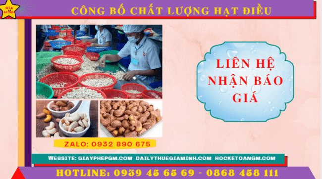 CÔNG BỐ CHẤT LƯỢNG HẠT ĐIỀU 5 Chi phí công bố sản phẩm hạt điều trọn gói