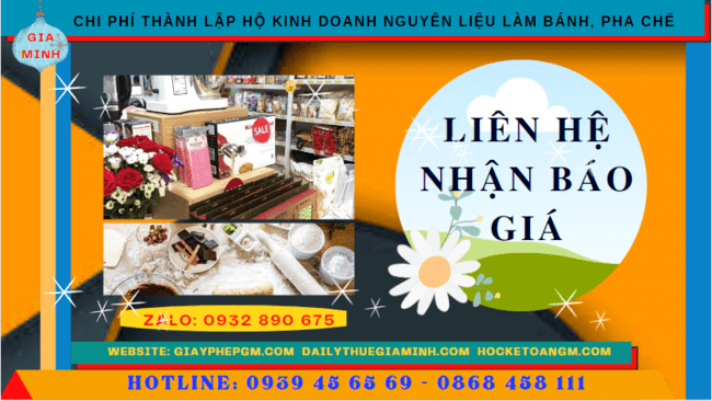 Chi phí dịch vụ thành lập hộ kinh doanh nguyên liệu làm bánh, pha chế Quận Ninh Kiều
