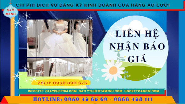Đăng ký kinh doanh cữa hàng kinh doanh áo cưới tại Bến Tre 5 Chi phí mở cửa hàng đồ cưới tại Bến Tre