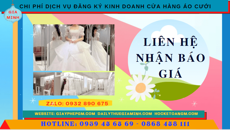 Đăng ký kinh doanh cửa hàng áo cưới tại Bình Phước 5 Chi phí mở cửa hàng đồ cưới tại Bình Phước