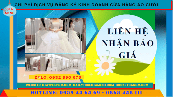 Đăng ký kinh doanh cửa hàng áo cưới tại thái bình 5 Chi phí mở cửa hàng đồ cưới tại Thái Bình