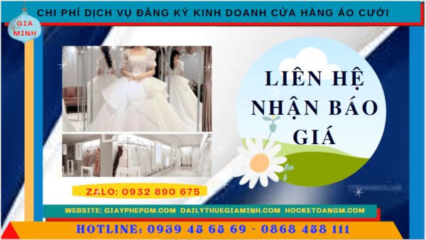 Đăng ký kinh doanh cửa hàng áo cưới tại Trà Vinh 5 Chi phí mở cửa hàng đồ cưới tại Trà Vinh