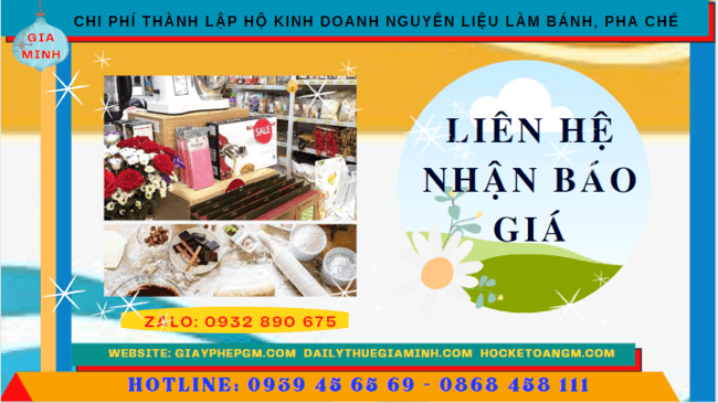 Chi phí dịch vụ thành lập hộ kinh doanh nguyên liệu làm bánh, pha chế Thành Phố Thủ Đức - TPHCM