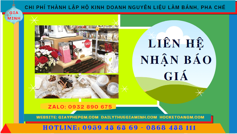 Chi phí dịch vụ thành lập hộ kinh doanh nguyên liệu làm bánh, pha chế Quận Bình Thạnh- TPHCM