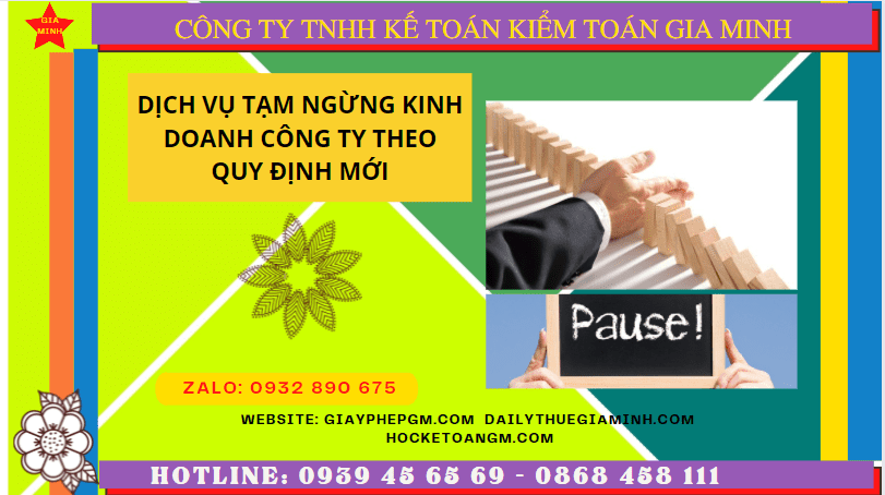 Dịch vụ tạm ngừng kinh doanh công ty tại Cà Mau theo quy định mới 5 Thủ tục tạm ngừng kinh doanh công ty tại Cà Mau