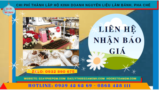 THÀNH LẬP HỘ KINH DOANH NGUYÊN LIỆU LÀM BÁNH, PHA CHẾ TẠI THÀNH PHỐ HÀ NỘI 5 Chi phí dịch vụ thành lập hộ kinh doanh nguyên liệu làm bánh, pha chế Thành phố Hà Nội