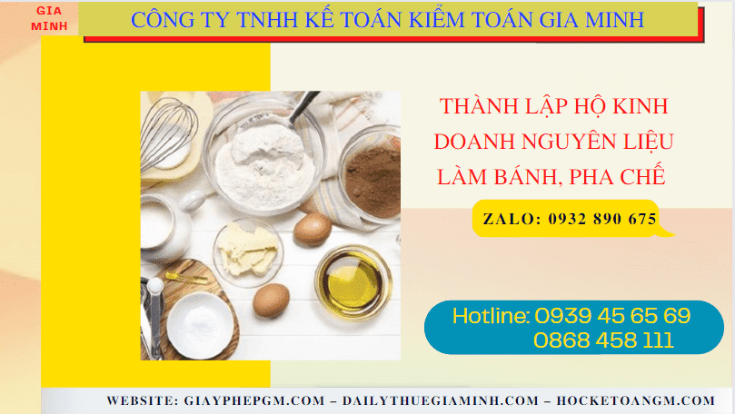 Hồ sơ thành lập hộ kinh doanh nguyên liệu làm bánh, pha chế gồm những gì tại Thành phố Phủ Lý