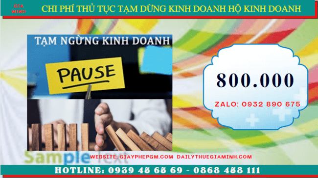 Chi phí tạm dừng kinh doanh hộ kinh doanh tại Thành phố Phủ Lý
