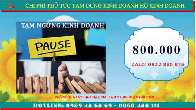 Thủ tục tạm dừng kinh doanh hộ kinh doanh tại Đồng Tháp 6 Chi phí tạm dừng kinh doanh hộ kinh doanh tại Đồng Tháp