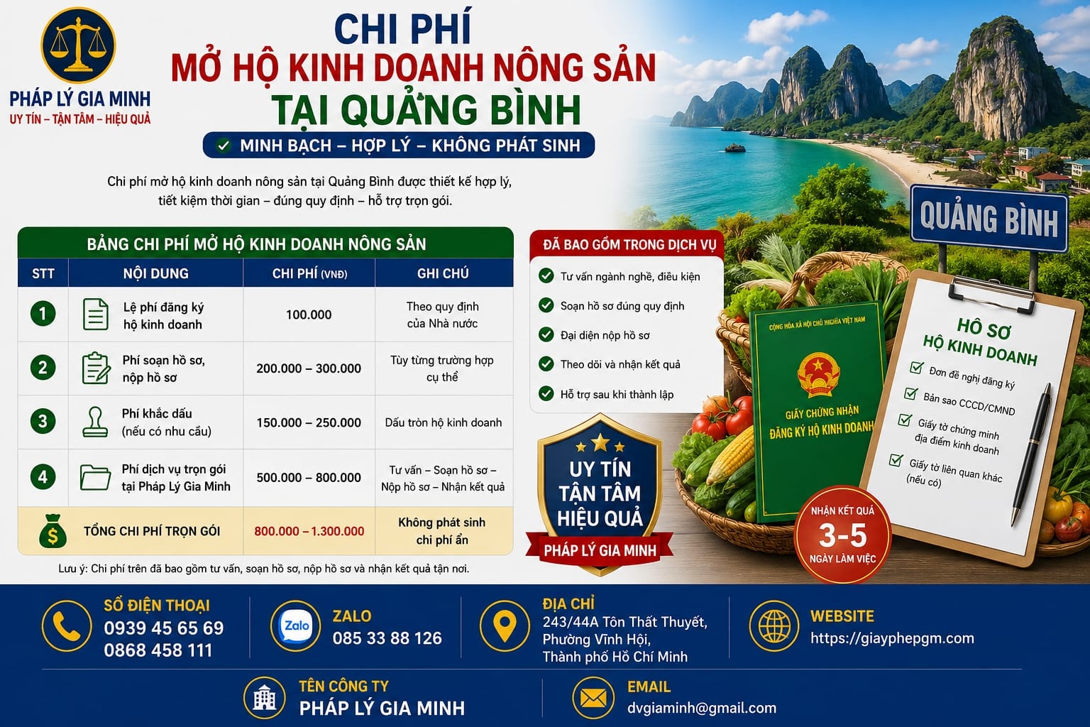 Thành lập hộ kinh doanh nông sản tại Quảng Bình - Dịch vụ nhanh chóng và uy tín 18 Chi phí mở hộ kinh doanh nông sản tại Quảng Bình