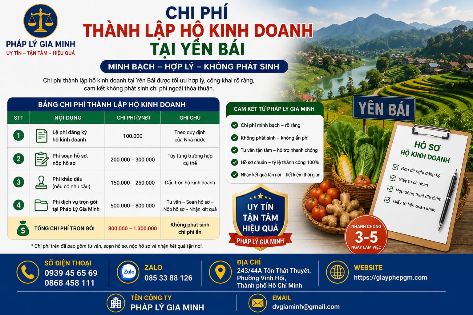 Chi phí thành lập hộ kinh doanh tại Yên Bái