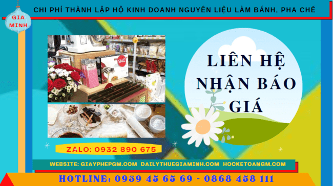 THÀNH LẬP HỘ KINH DOANH NGUYÊN LIỆU LÀM BÁNH, PHA CHẾ TẠI THÀNH PHỐ ĐÀ NẴNG 5 Chi phí dịch vụ thành lập hộ kinh doanh nguyên liệu làm bánh, pha chế thành phố Đà Nẵng