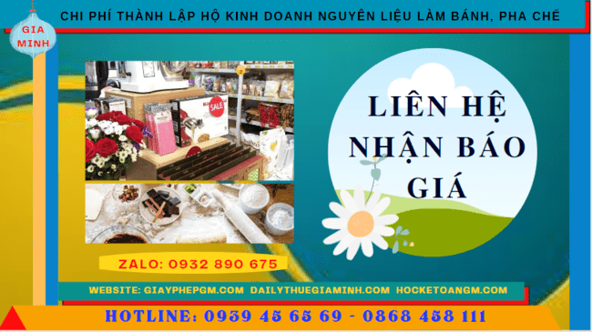 Chi phí dịch vụ thành lập hộ kinh doanh nguyên liệu làm bánh, pha chế TP Hải Phòng