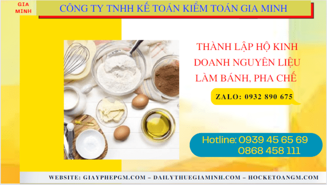 Hồ sơ thành lập hộ kinh doanh nguyên liệu làm bánh, pha chế gồm những gì tại Bạc Liêu