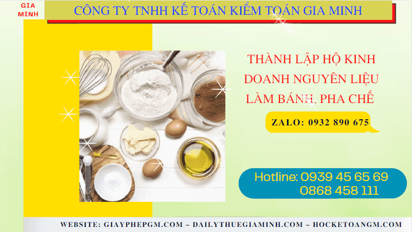 Hồ sơ thành lập hộ kinh doanh nguyên liệu làm bánh, pha chế gồm những gì tại Bến Tre