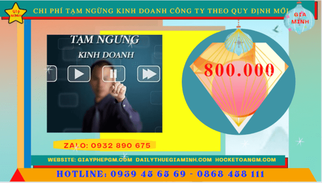 Dịch vụ tạm ngừng kinh doanh công ty tại Đồng Tháp theo quy định mới 6 Chi phí tạm ngừng kinh doanh công ty tại Đồng Tháp