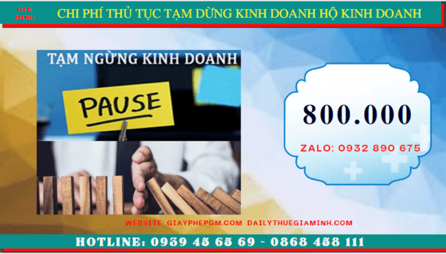 Thủ tục tạm dừng kinh doanh hộ kinh doanh tại Kiên Giang 6 Chi phí tạm dừng kinh doanh hộ kinh doanh tại Kiên Giang