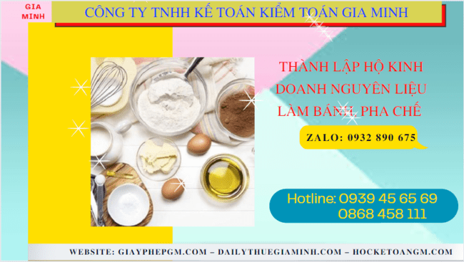 Hồ sơ thành lập hộ kinh doanh nguyên liệu làm bánh, pha chế gồm những gì tại Hậu Giang