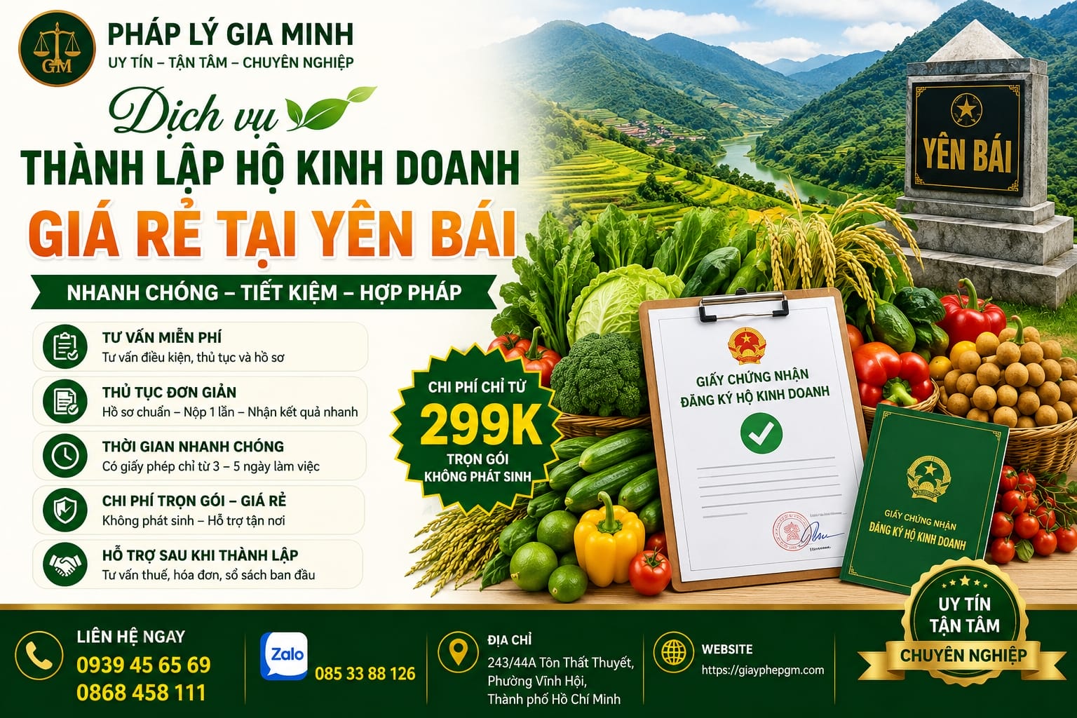 Dịch vụ thành lập hộ kinh doanh giá rẻ tại Yên Bái