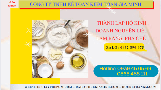 Hồ sơ thành lập hộ kinh doanh nguyên liệu làm bánh, pha chế gồm những gì tại Trà Vinh