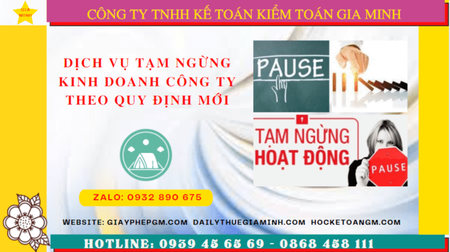 Dịch vụ tạm ngừng kinh doanh công ty tại Trà Vinh theo quy định mới 15 Thủ tục tạm ngừng hoạt động doanh nghiệp tại Trà Vinh