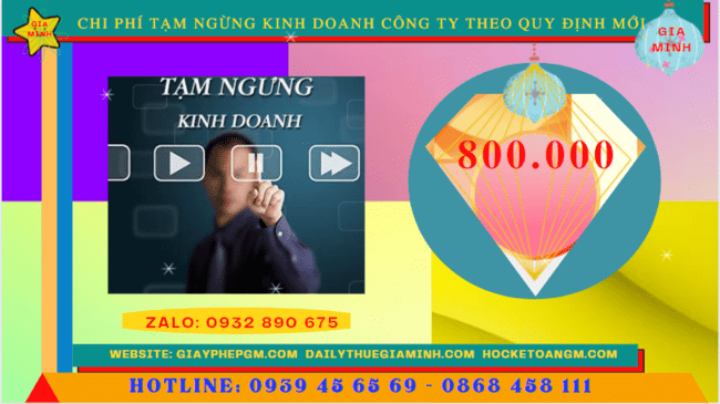 Chi phí tạm ngừng kinh doanh công ty tại Bình Dương