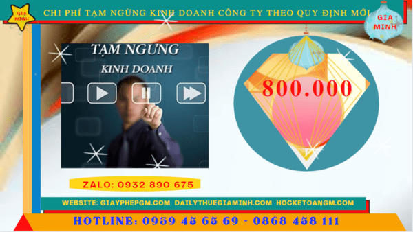 Chi phí tạm ngừng kinh doanh công ty tại Đắc Lắc