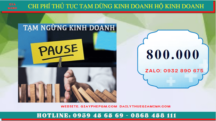 Chi phí tạm dừng kinh doanh hộ kinh doanh tại Bà Rịa Vũng Tàu