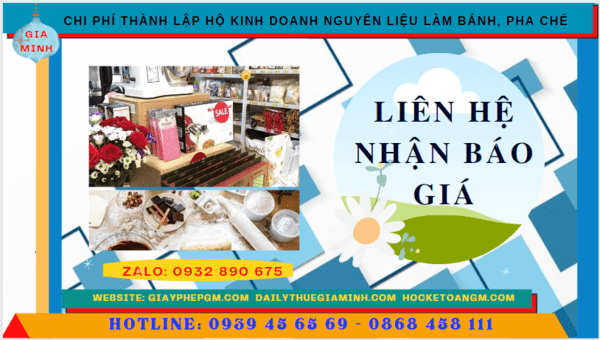 Chi phí dịch vụ thành lập hộ kinh doanh nguyên liệu làm bánh, pha chế Long An
