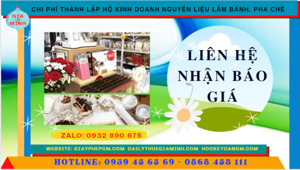 Chi phí dịch vụ thành lập hộ kinh doanh nguyên liệu làm bánh, pha chế Sóc Trăng