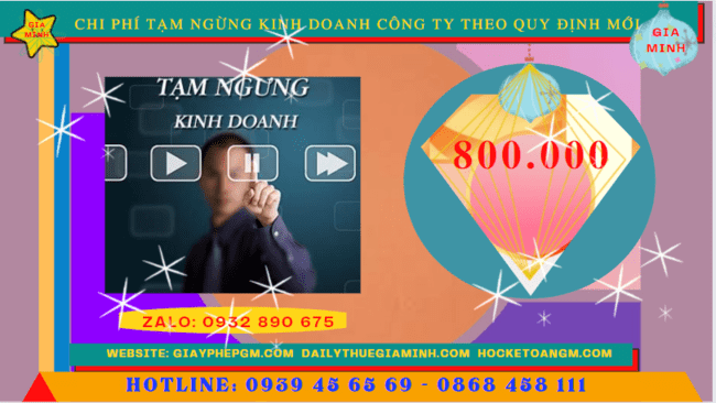 Chi phí tạm ngừng kinh doanh công ty tại Quảng Ngãi