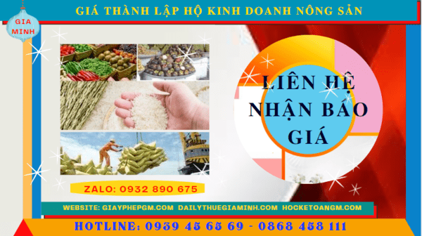 Chi phí thành lập hộ kinh doanh nông sản tại Thành Phố Hồ Chí Minh