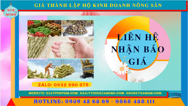 Chi phí thành lập hộ kinh doanh nông sản tại Thành phố Phủ Lý