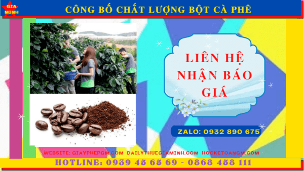 Công bố chất lượng bột cà phê 5 Chi phí công bố sản phẩm bột cà phê trọn gói