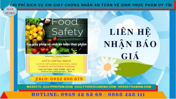 DỊCH VỤ XIN GIẤY CHỨNG NHẬN AN TOÀN VỆ SINH THỰC PHẨM UY TÍN TẠI TÂY NINH 5 Chi phí dịch xin cấp giấy chứng nhận an toàn vệ sinh thực phẩm tại Tây Ninh