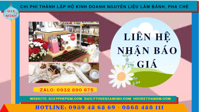 Chi phí dịch vụ thành lập hộ kinh doanh nguyên liệu làm bánh, pha chế Vũng Tàu
