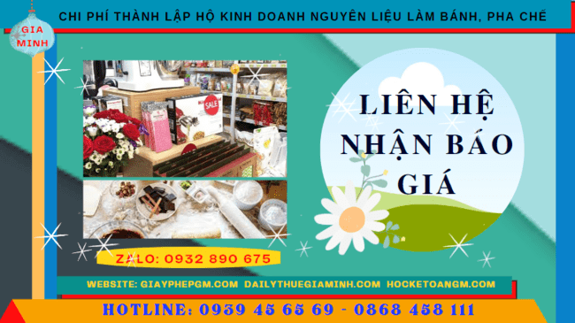 Chi phí dịch vụ thành lập hộ kinh doanh nguyên liệu làm bánh, pha chế Bình Dương