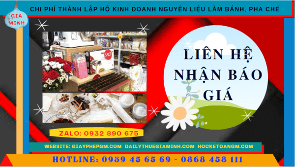 Chi phí dịch vụ thành lập hộ kinh doanh nguyên liệu làm bánh, pha chế Bình Phước
