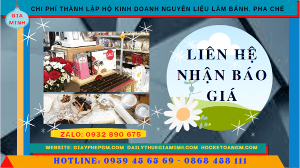 Chi phí dịch vụ thành lập hộ kinh doanh nguyên liệu làm bánh, pha chế Đồng Nai