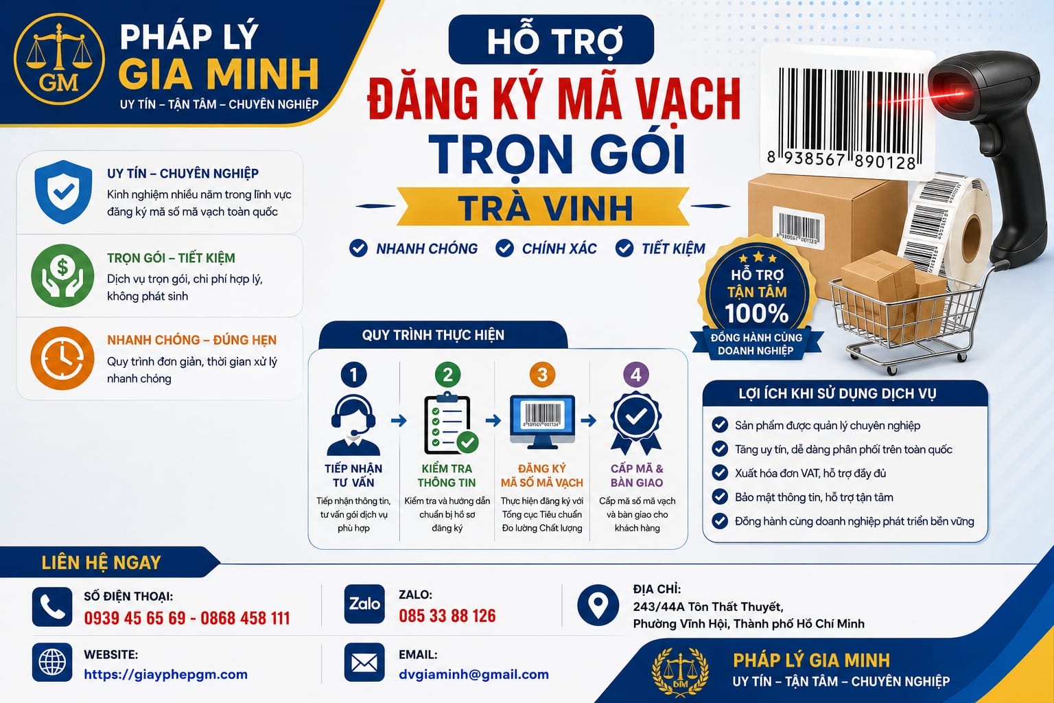 Hỗ trợ đăng ký mã vạch trọn gói Trà Vinh