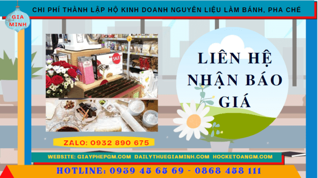 Chi phí dịch vụ thành lập hộ kinh doanh nguyên liệu làm bánh, pha chế Đắc Lắc