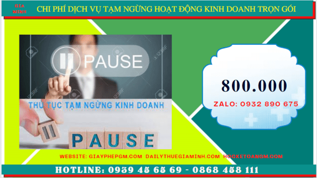 Chi phí thủ tục tạm ngừng kinh doanh công ty tại Đắc Lắc