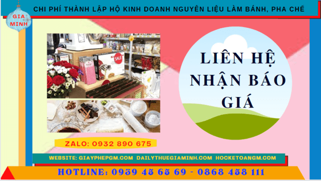 THÀNH LẬP HỘ KINH DOANH NGUYÊN LIỆU LÀM BÁNH, PHA CHẾ TẠI GIA LAI 5 Chi phí dịch vụ thành lập hộ kinh doanh nguyên liệu làm bánh, pha chế Gia Lai