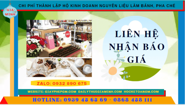 THÀNH LẬP HỘ KINH DOANH NGUYÊN LIỆU LÀM BÁNH, PHA CHẾ TẠI KON TUM 5 Chi phí dịch vụ thành lập hộ kinh doanh nguyên liệu làm bánh, pha chế Kon Tum