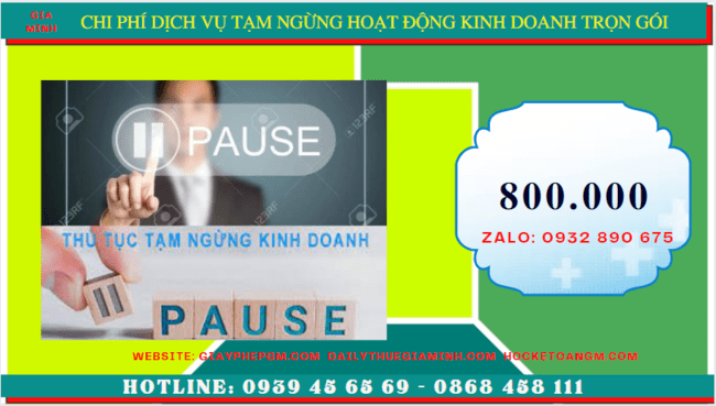 Chi phí thủ tục tạm ngừng kinh doanh công ty tại Đắk Nông