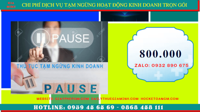 Chi phí thủ tục tạm ngừng kinh doanh công ty tại Gia Lai