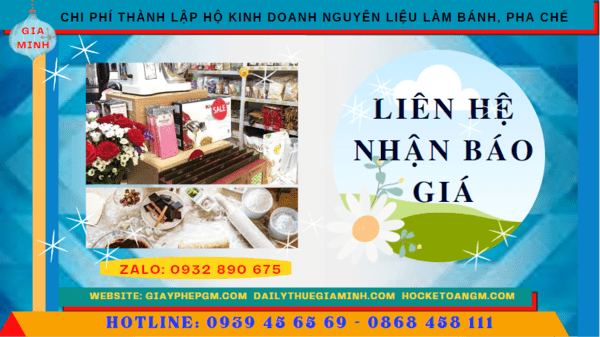 THÀNH LẬP HỘ KINH DOANH NGUYÊN LIỆU LÀM BÁNH, PHA CHẾ TẠI LÂM ĐỒNG 5 Chi phí dịch vụ thành lập hộ kinh doanh nguyên liệu làm bánh, pha chế Lâm Đồng