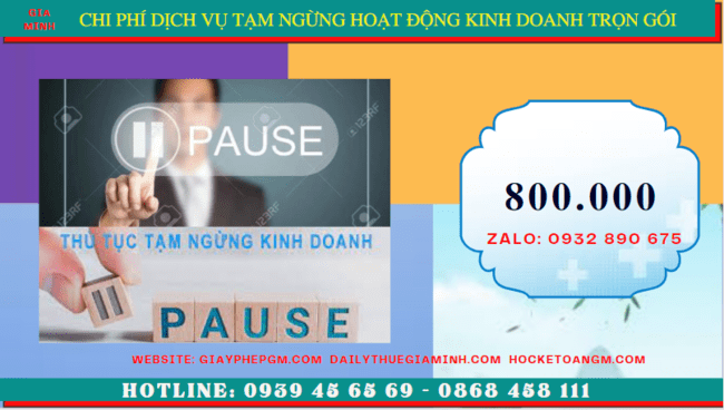Chi phí thủ tục tạm ngừng kinh doanh công ty tại Lâm Đồng