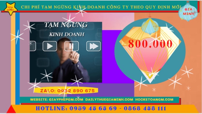 DỊch vụ tạm ngừng kinh doanh công ty tại Vĩnh Phúc theo quy định mới 5 Chi phí tạm ngừng kinh doanh công ty tại Vĩnh Phúc