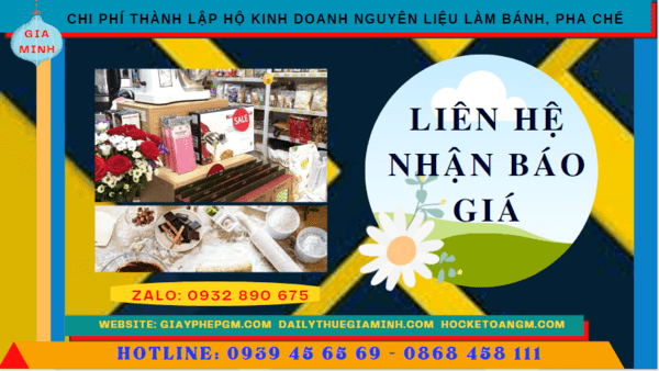 Thành lập hộ kinh doanh nguyên liệu làm bánh, pha chế tại bình thuận 5 Chi phí dịch vụ thành lập hộ kinh doanh nguyên liệu làm bánh, pha chế Bình Thuận